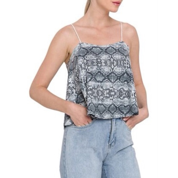 Endless Rose Tops - 🎁ENDLESS ROSE Snakeskin Cropped Sequin Cami Top
